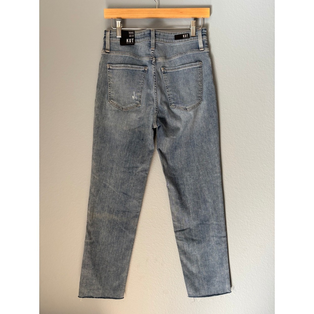KUT from the Kloth Rachael Fab Am Mom Jean High Rise  Button Fly Raw Hem Size 6 - Picture 4 of 14